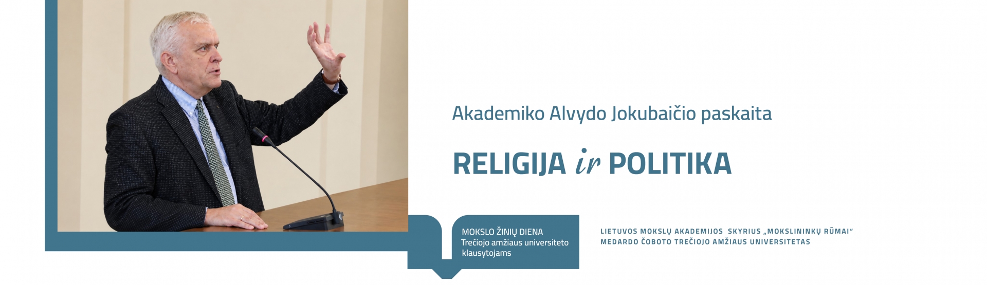 Akademiko Alvydo Jokubaičio paskaitos „Religija. Politika“ plakatas