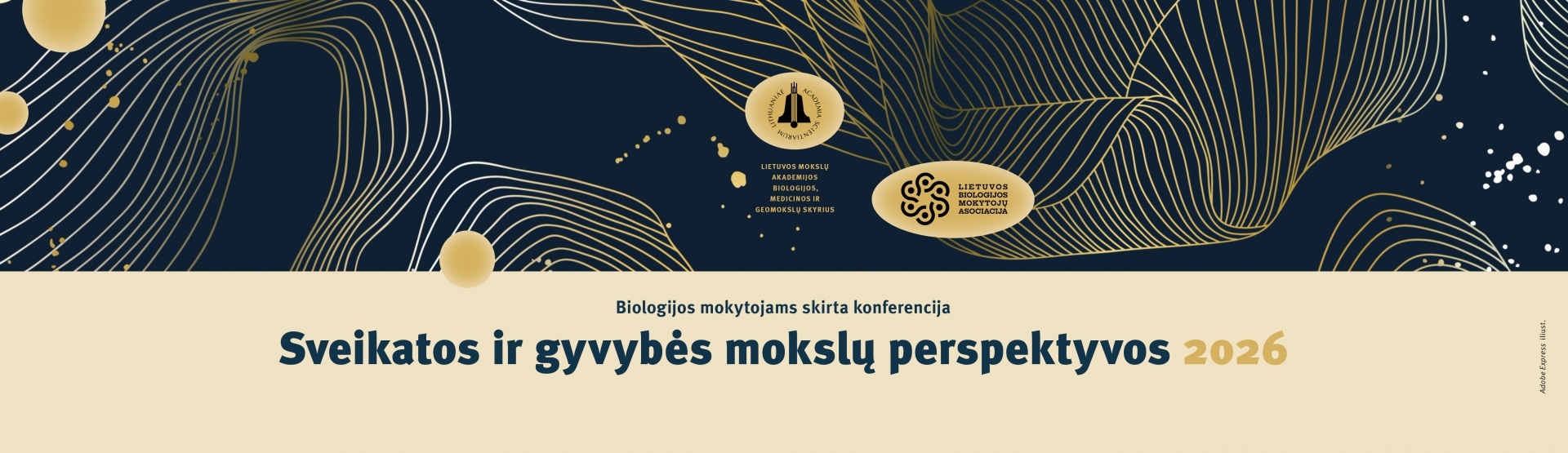 Biologijos mokytojams skirtos konferencijos „Sveikatos ir gyvybės mokslų perspektyvos 2026“ plakatas