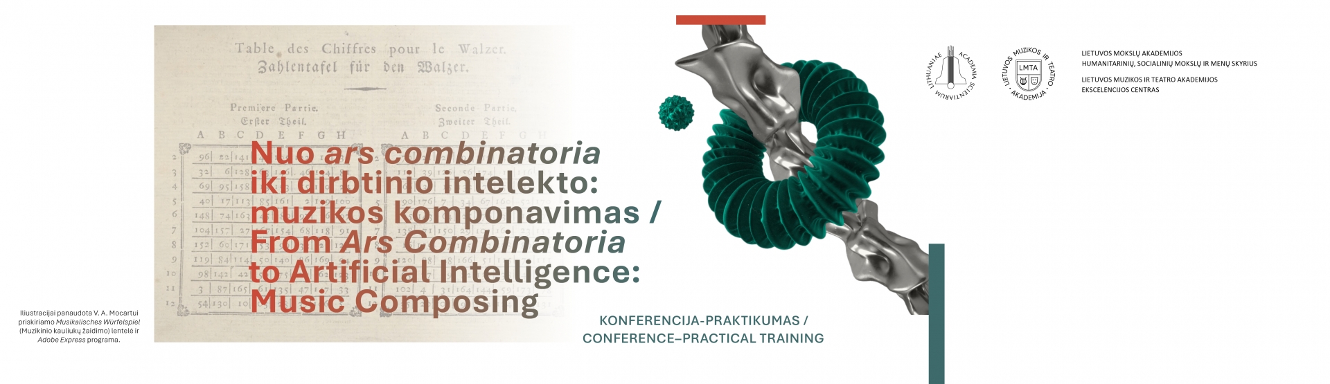 Konferencijos-praktikumo „Nuo ars combinatoria iki dirbtinio intelekto: muzikos komponavimas“ plakatas
